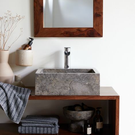 Vasque de salle de bain en marbre Slats grey (1/5)