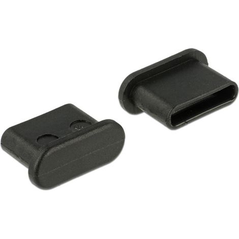 Protection contre la poussière pour prise USB Type-C™ sans poignée 10 pièces noires 64014 Delock Con (1/4)