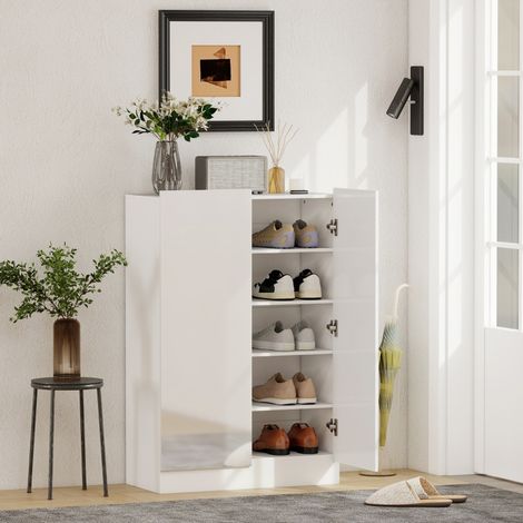 Scarpiera a 5 livelli - 72x34,5x103 cm - per ingresso, corridoio - legno, bianco (1/5)