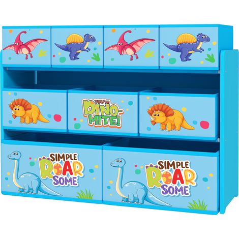 3-Tier Kids Storage Unit 9 Non-Woven Fabric Boxes for Toys, Books, for Bedroom, Nursery, Blue (1/5)