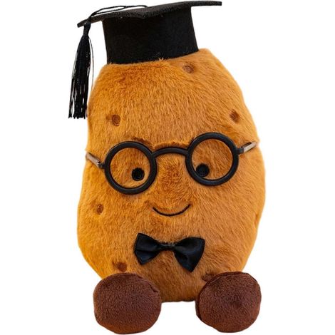 Lustiges Plüschtier in Erdnuss- und Kartoffelform mit Arzthut – ideales Gastgeschenk zur Abschlussfeier oder als Dekoration für Kindergeburtstage – mehrfarbig (1/5)