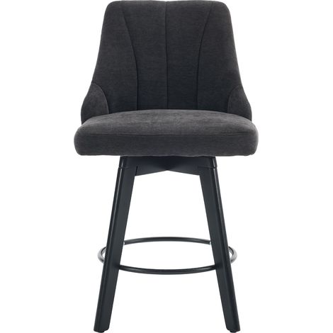 Tabouret de bar design 030 à dossier, chaise haute rembourrée en tissu avec repose-pieds, lot de 2 pour comptoir de cuisine, îlot central, bar ou salle à manger – gris (1/5)