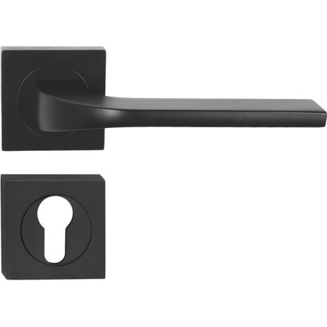DOMINO Poignée de porte TIPO QR Noir PZ Poignée avec plaque PZ pour cylindre profilé Noir (1/5)