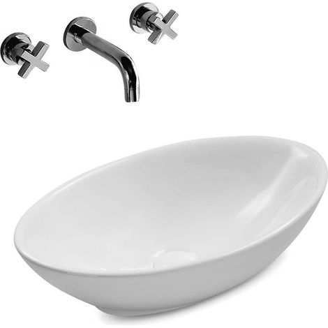 Aufsatz Keramik Waschbecken Park Brillant Weiß 52 cm (1/5)