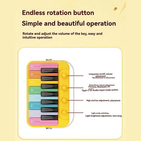Colour: yellow Material: plastic Bluetooth piano speaker, ambient night light, 15" subwoofer. (1/5)