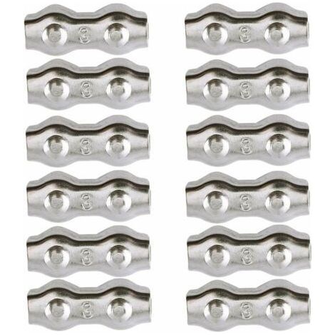 Serre-câble , Serre Cable Acier 3mm 12 Pièces Serre Câbles Duplex Pince de Câble Acier inoxydable 304 D'agrafe de Câble,Câble Poignées pour 2mm Câble Métalliques Pince À Câble Corde à Linge (1/5)