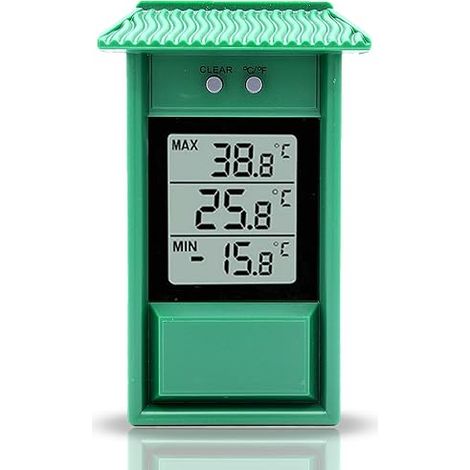Thermomètre Digital Extérieur Jardin - Écran LCD 40x46 mm - Affichage Température Min et Max avec Réinitialisation - Mesure -20°C à +50°C - Fixation Murale Design Naturel (1/5)