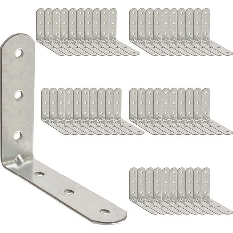 20 x Équerre de Fixation (50 x 50 x 20) Support d'angle Droit en forme de L, Équerre Angle 90 Degrés en Acier, Équerre étagère, Équerre de Coin (1/4)