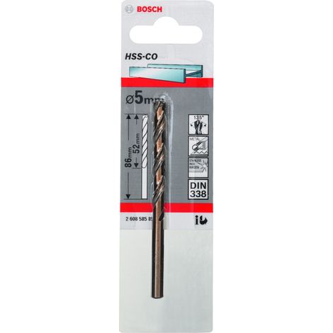 HSS-Co DIN 338 Mèches à métaux (5 x 52 x 86 mm) BOSCH 2608585851