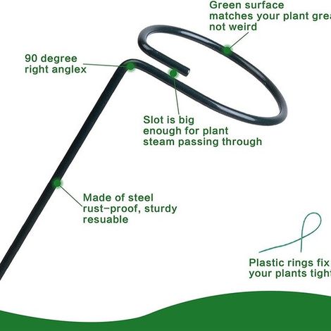 6 Stück Pflanzenstützen 40 cm/16 Zoll für Kletterpflanzen schwarz für Blumen und Pflanzen Metall Pflanzenstützen halbkreisförmige Pflanzenstütze (1/5)