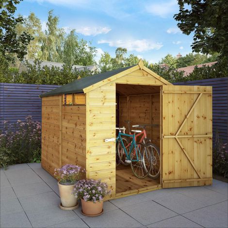 8 x 6 Feet Shiplap Security Apex Shed - Timber - L240.8 x W189.2 x H198.9 cm - Brown (1/5)