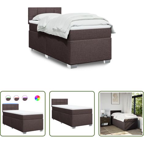 vidaXL Surmatelas - Sommier à lattes de lit avec matelas Marron foncé 90x200 cm (1/5)