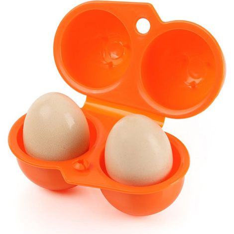 Boîte à œufs en plastique (2 pièces), étanche et résistante aux chocs, porte-œufs portable idéal pour le camping, les pique-niques, la cuisine, le réfrigérateur et les activités de plein air. (1/4)