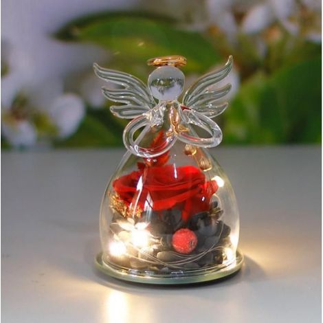 Rose Eternelle Fete des Meres, Cadeau Maman,Ange Figurine en Verre avec Fleurs Eternelles,Cadeau Anniversaire Femme, Cadeau (1/5)