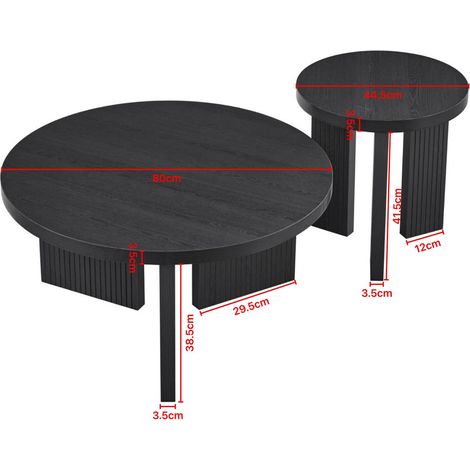 Tavolini da salotto rotondi neri in MDF, set da 2 pezzi HAVRYA (1/5)