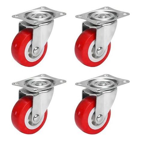 Lot de 4 Roulettes 37mm Polyuréthane - Silencieuses Sans Traces pour Meubles Lourds Palettes (120kg) (1/5)