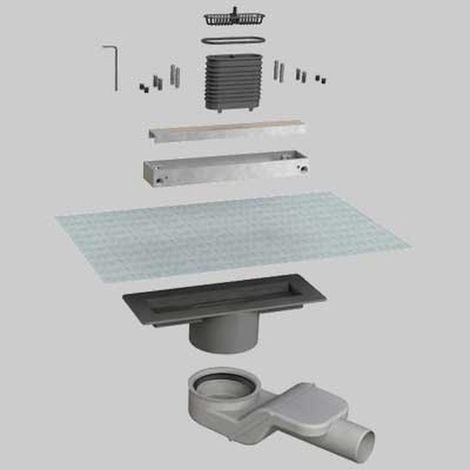 CANALINA DOCCIA ALLUMINIO IN KIT GRIGLIA DOUBLE FACE - CM. 100