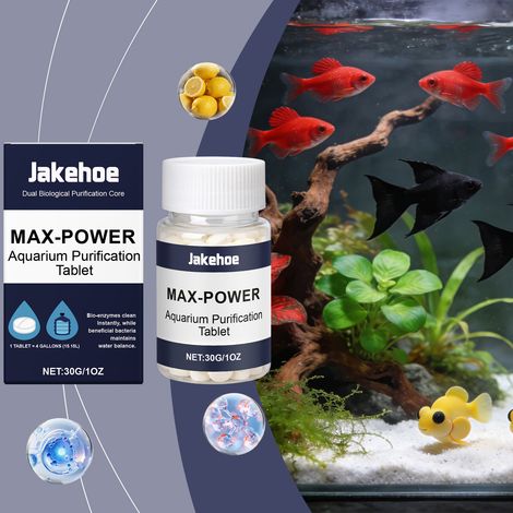 Comprimés de purification pour aquarium, pour le nettoyage et la purification quotidiens de l'eau formule douce qui élimine le tartre et les impuretés – 30 g (1/5)