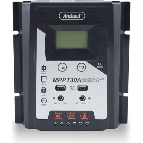 Contrôleur de charge solaire MPPT30A Affichage de la batterie 12-24V Double USB