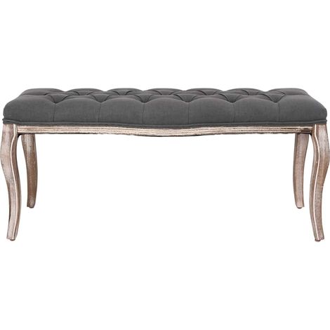Maison Exclusive - Bank Leinen Massivholz 110x38x48 cm Dunkelgrau (1/5)