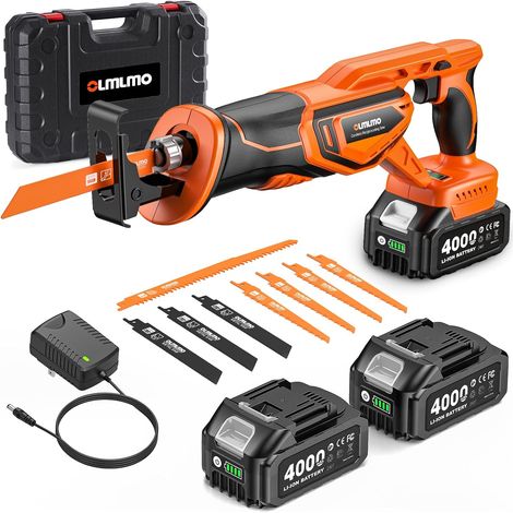 Scie sabre sans fil à moteur sans balais Kit avec 2 batteries 4,0 Ah et 8 lames, 3300 SPM, idéale pour le bricolage sur bois, PVC, métal et branches (1/5)