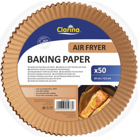 Clarina Backpapier für Heißluftfritteuse, rund, 20 cm, 50 Stück (1/5)