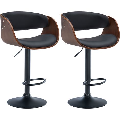2er Set Barhocker Portmore Kunstleder walnuss/schwarz Metall matt schwarz (1/5)