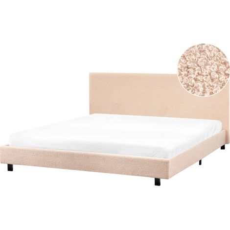 Cama de agua moderna con colchón de bouclé beige 180 x 200 cm Albi (1/5)