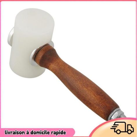 Marteau Sculpture Cuir - Tête Nylon - Poignée Bois - Acier Inoxydable - 19 cm - 306 g (1/3)