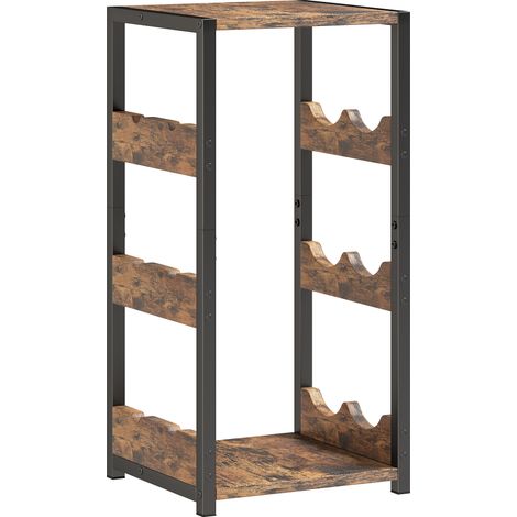Casier Fauvermont Range-Bouteilles 6 Industrielle Brun Rustique Noir Compact