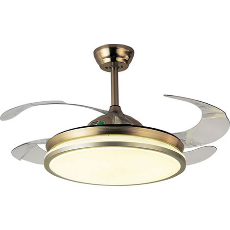 Ventilador Plafón de Techo, BEL AIR HOME - Serie DUNE, Color Cuero, Motor DC, Aspas Desplegables, Luz Led 36W (3000K, 4000K, 6500K) Mando a Distancia Incluido (1/2)