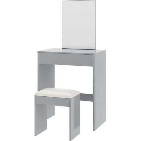 Dressing Table Set with Mirror & Stool large drawer and open storage TAMPA GREY