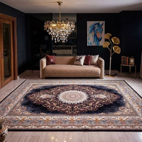 Tapis oriental tissé Beauty Array - 150x80cm, Rectangular - 80% Polyester, 20% Coton - Tissé - Bleu foncé