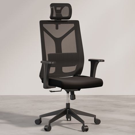 Sedia da ufficio ergonomica con ruote e braccioli - Pebbles Nero