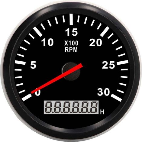 Drehzahlmesser, Drehzahlmesseranzeige 85 mm/3,35 Zoll 3000 U/min IP67 Wasserdichter Drehzahlmesser mit LCD-Stundenzähler und roter Hintergrundbeleuchtung für Auto, LKW, Boot.
