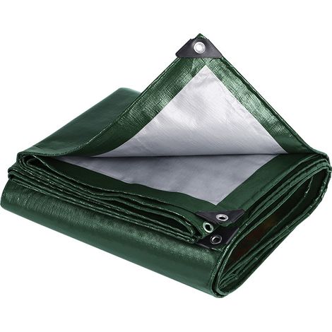 Schutzplane 120 g/m² – 3 x 4 m, perforiert, aus rostfreiem, PE-verstärktem Material, wasserdicht und tragbar, ideal für Gärten, Schwimmbäder und Camping – grün