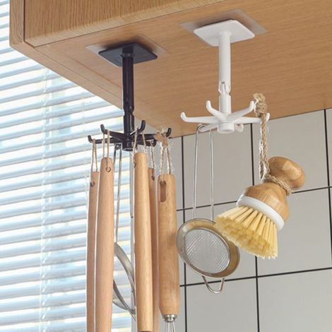 Support d'ustensiles de cuisine - - Crochet mural - Plastique - 11 cm - Pivotant 360° (1/5)