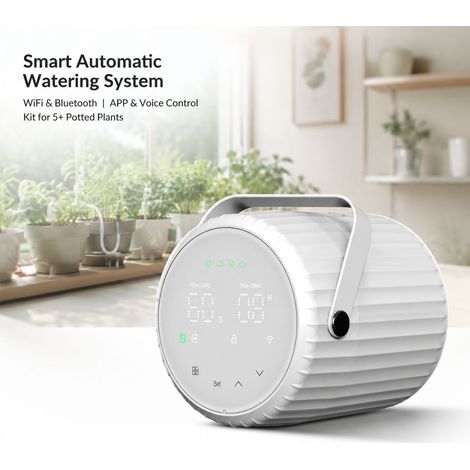 Arroseur Automatique - WiFi & Voix - Écran LED - Pompe 550ml/min - Kit Goutte-à-goutte Intelligent pour 5+ Plantes d'Intérieur avec Minuterie Programmable et Contrôle App (1/5)