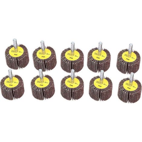 Lot de 10 roues à feuillets abrasifs 40mm Pour polissage acier inoxydable et surfaces concaves Tige de 6mm Efficacité de meulage élevée - 10pcs (1/5)
