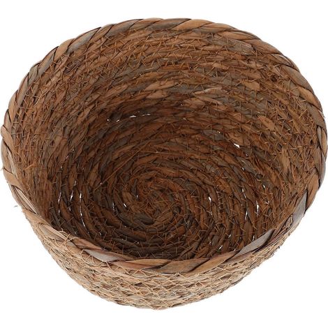Panier d'étagère : Petit panier rond bohème - Rangement tissé à la main en fibres naturelles - Organisateur de bureau tressé pour la décoration intérieure, la cuisine, le bureau ou porte-clés/fruits (1/5)