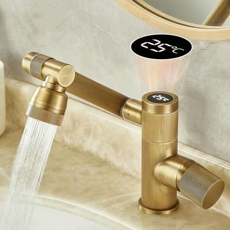 Robinet de cuisine rétro en cuivre style bambou, mitigeur eau chaude/eau froide, lavabo de balcon, tuyau antigel pour machine à laver d'extérieur (1/5)