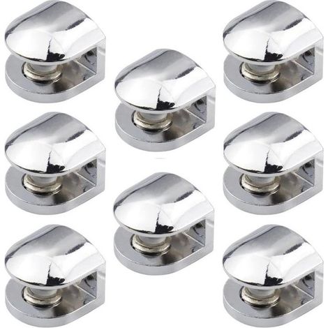 8-teiliges Glasregal-Set, verstellbare Glasklemme, Wandspiegelhalterung, Spiegelklemme unter Glas für 6–8 mm dicke Glasregale (1/5)