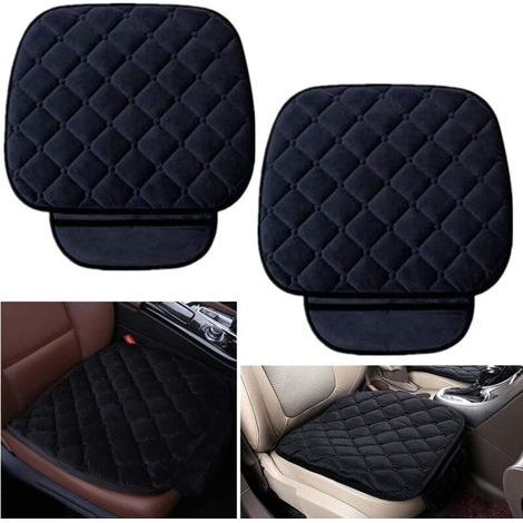 Coussin de Siège de Voiture Housse de Siège Housse en Velours pour Arrière Chaise Siège Avant Véhicule Housse Protection Tapis Protection pour Animaux Compagnie (2 Siège Avant, Noir) (1/5)