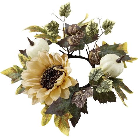 Couronne Porte-Bougie - Feuille D'érable Artificielle - Pour Décoration Automnale Récolte Thanksgiving Halloween - Diamètre Extérieur 25 cm - 1 Pièce (1/5)