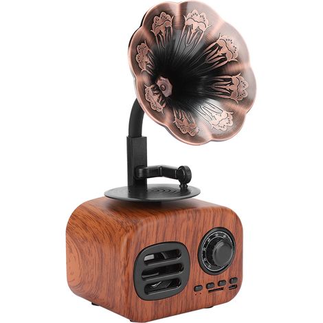 Mini enceinte Bluetooth rétro intelligente et portable, lecteur de musique pour ordinateur de bureau et portable, couleur noyer (1/5)