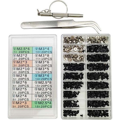 335 Vis ordinateur,Kit réparation PC M2 M3 M2.5,Vis SSD M.2 disque dur,Avec tournevis et pince brucelle,Pour portable et bureau (1/5)