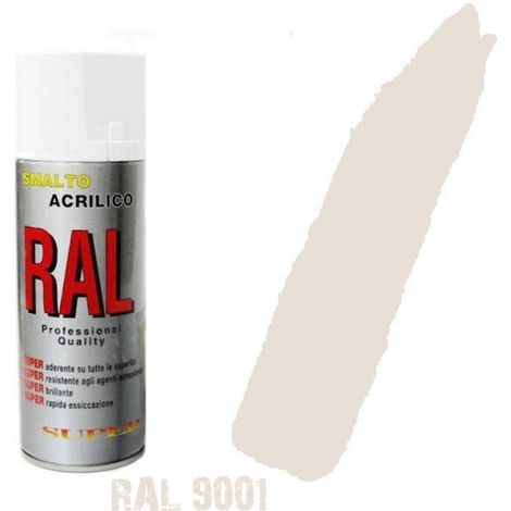 Bomboletta Spray Bianco Grigio Crema Ral 9001 Acrilico Vernice Brillante Lucido Rapida Essicazione