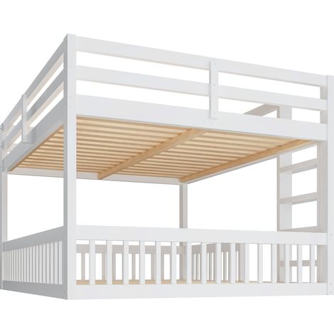 Weißes Etagenbett 160 x 200 cm mit Schutzgittern aus Kiefer und MDF (1/5)