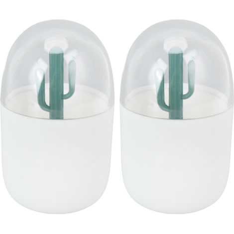 Lot de 2 boîtes à cure-dents multifonctions en forme de cactus, décoratives et réutilisables, pour ranger cotons-tiges à la maison ou au bureau. (1/5)