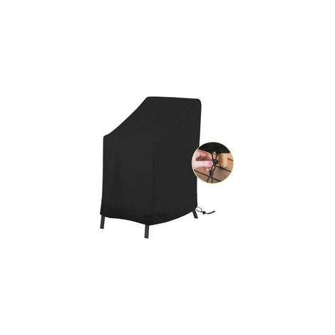 Funda para silla de jardín, funda protectora impermeable para sillas de jardín, funda para sillones apilables, tejido Oxford 210D con cordón y hebilla (89 x 89 x 120/89 cm) – Negro - Crezuo (1/4)